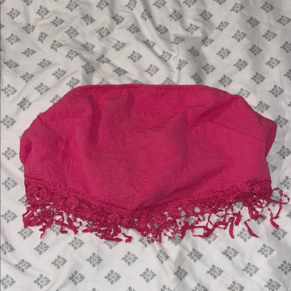 Pink Lace Trimmed Top